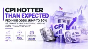 CPI Tops Estimates, Fed Hike Odds Jump to 90% as Trump's $5,000 Dividend Pledge Adds Fiscal Wildcard